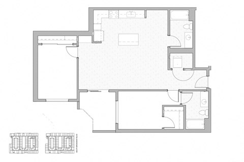 Floor plan for 2 beds, 2 baths, 1116 sqft